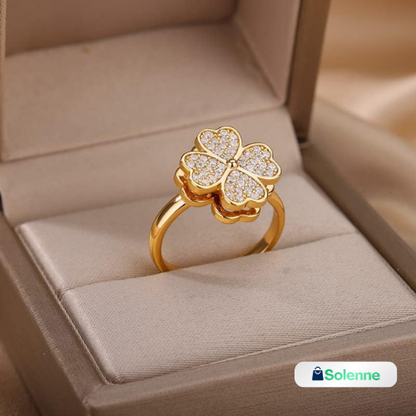 Anillo Giratorio de Trébol de Cuatro Hojas Oro