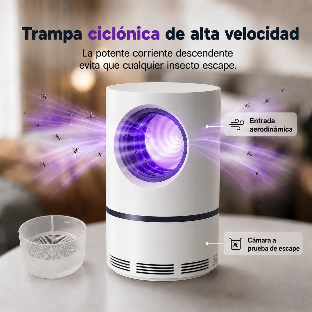 LUMIVEX - Trampa UV Silenciosa para Mosquitos, Segura para Niños y Mascotas