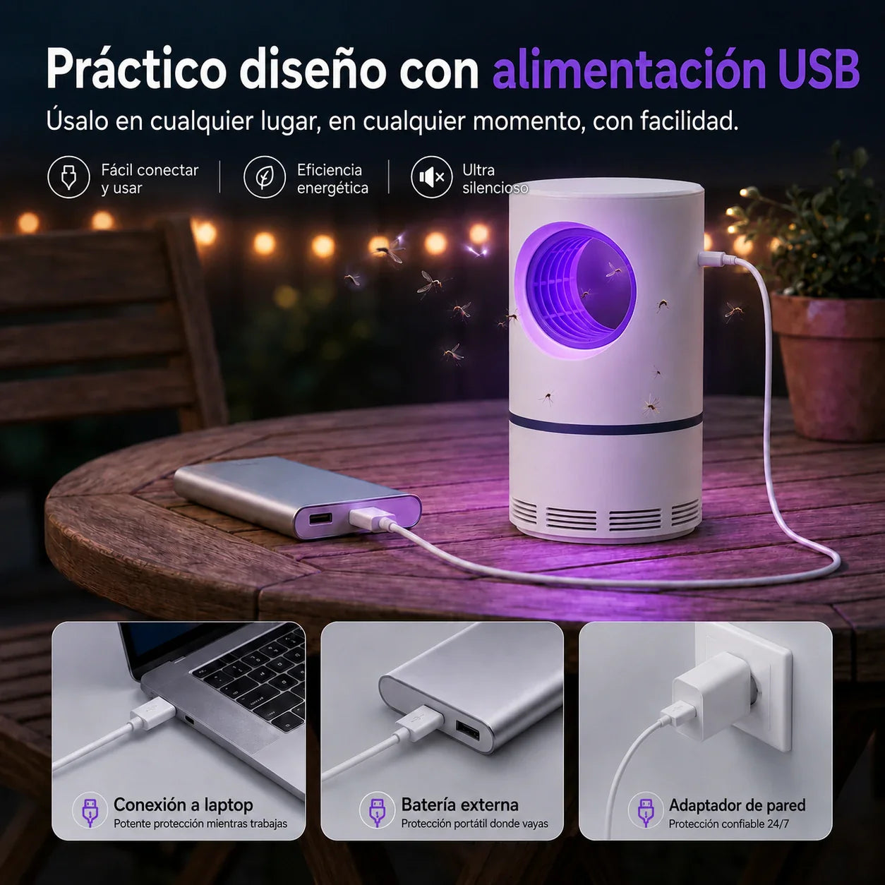 LUMIVEX - Trampa UV Silenciosa para Mosquitos, Segura para Niños y Mascotas
