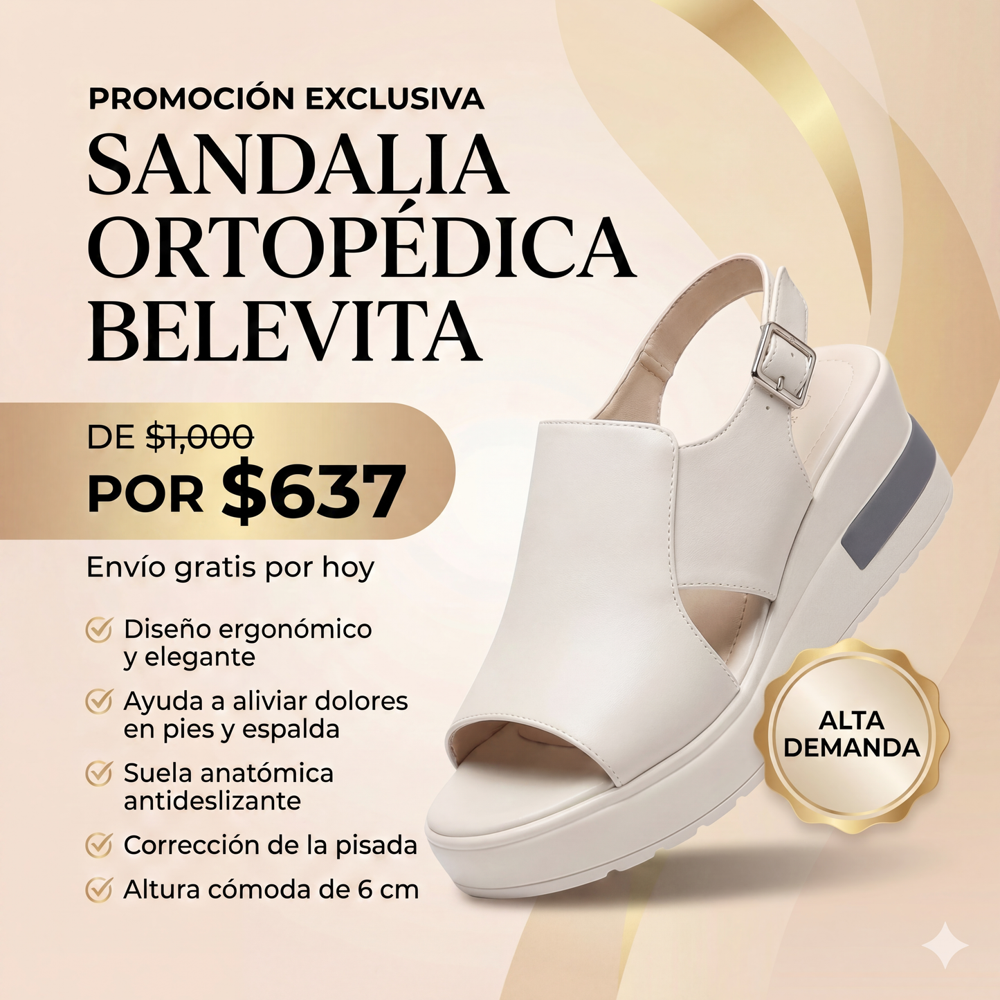 Sandalia Ortopédica Belevita - Diseño Ergonómico
